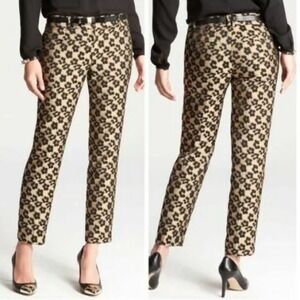 Ann‎ Taylor Leopard Print Jacquard Cropped Ankle Pants Size 4P